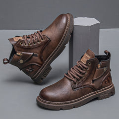 Men's Retro Ankle Boots PU Leather Lace-up Outdoor Trekking