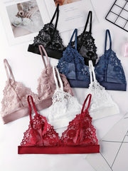 5pcs Full Lace Unlined Bras Semi sheer & Skin friendly Intimates