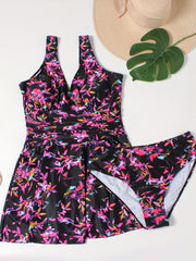 Floral V-Neck Tankini Set