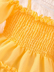 Off Shoulder Ruffle Trim Princess Dress for Girls