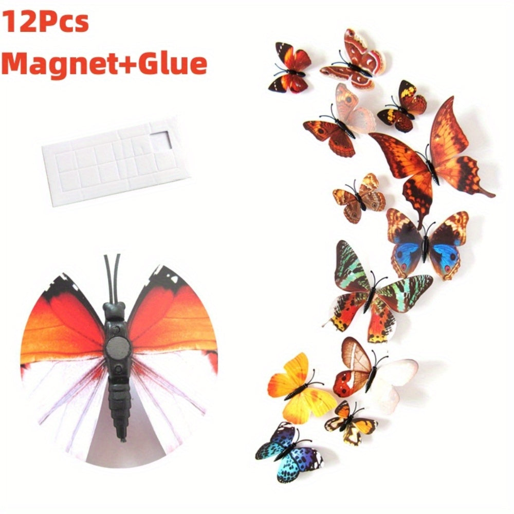 12pcs 3D Butterfly Magnet Craft Decorations