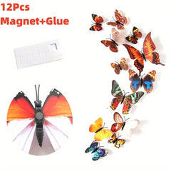 12pcs 3D Butterfly Magnet Craft Decorations