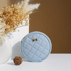 Round Small Shoulder Bag with Stitched Detail