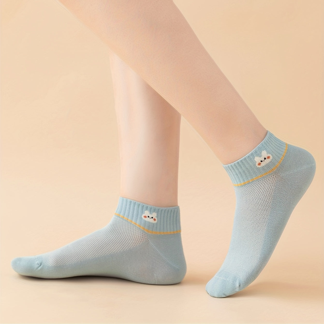 5 Pairs Bunny Print Crew Socks Women's Stockings
