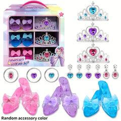 Princess Dress Up Toy & Jewelry Set w/ Shoes, Crowns, Skirts, Earrings, Necklace