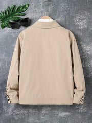 Kid's Button Front Jacket Patched Long Sleeve Top Casual Boy's Clothes