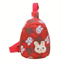 Kids Cartoon Rabbit Bear Chest Bag Casual Nylon Crossbody Bag for Girls