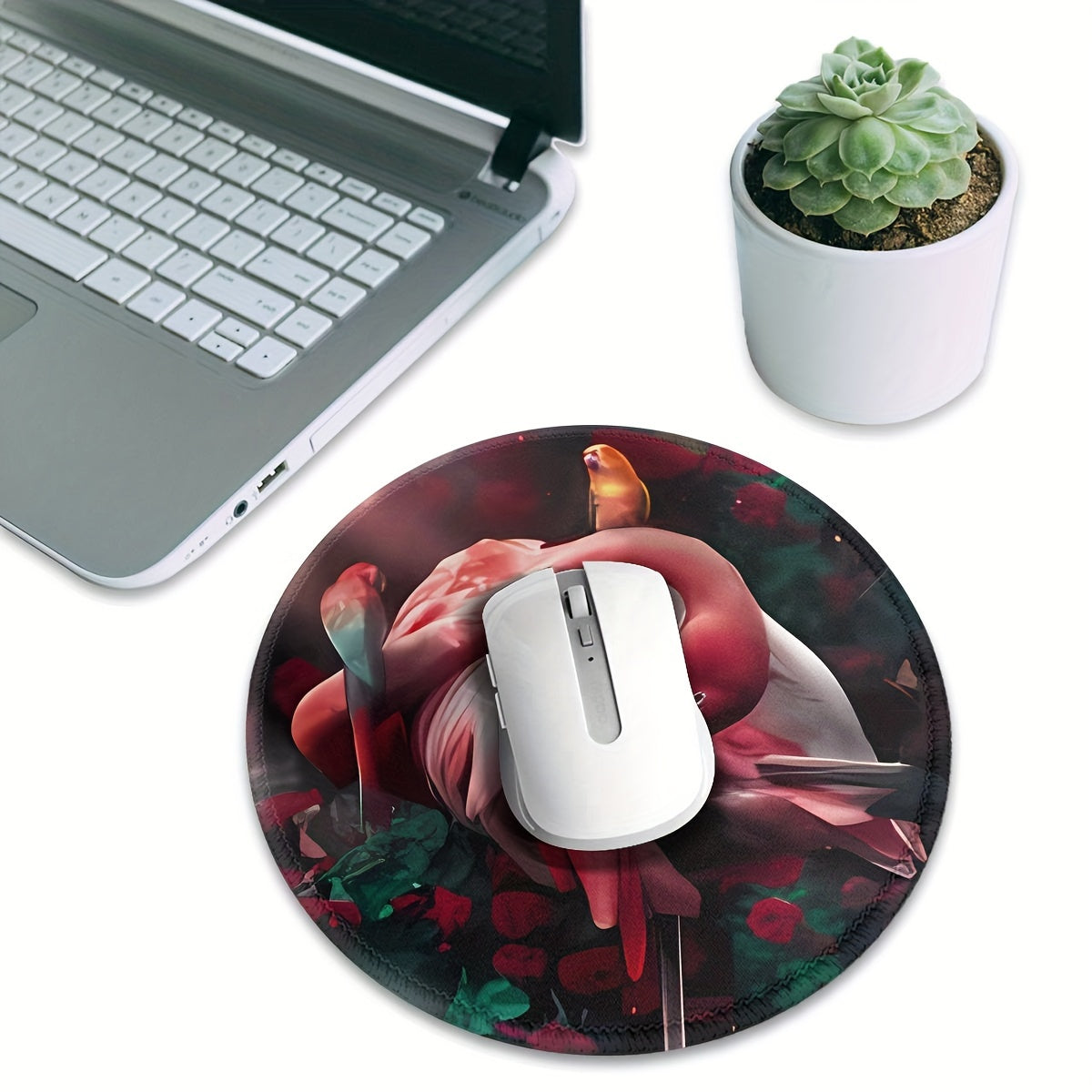 Flamingo Round Mouse Pad Non-slip Rubber Base Perfect for Gaming