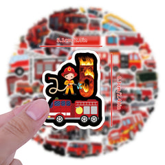 55pcs Fire Truck Themed Vinyl Stickers for Laptop Water Bottle Phone Skateboard