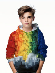 Kids 3D Print Hooded Sweatshirt Youth Crew Neck Pullover Coat