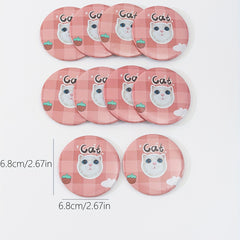 10pcs Cat Pattern Round Mirror Adorable Cosmetic Touch up Mirror For Gift