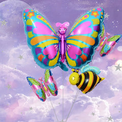 4pcs Butterfly Bee Children's Party Balloons Garden Decor
