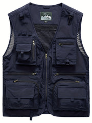 Men's Casual V Neck Zip Up Vest For Spring Summer Outdoor Fishing