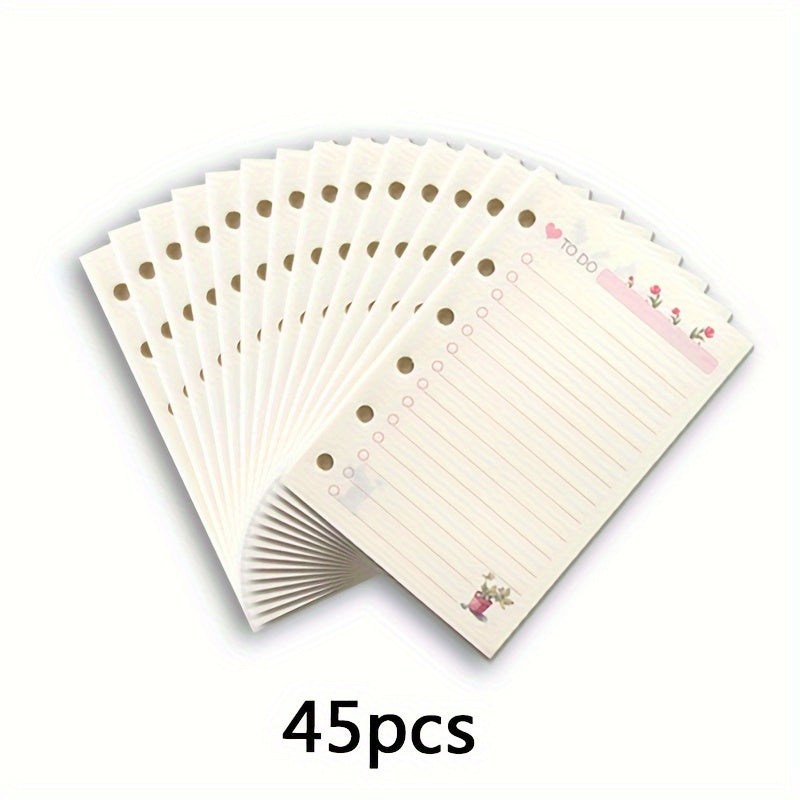 45pcs A7 Cartoon Notebook Refill Daily Planner 6 hole Loose leaf