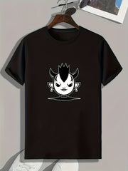 Demon Pattern Print Men's Comfy Sports T-shirt