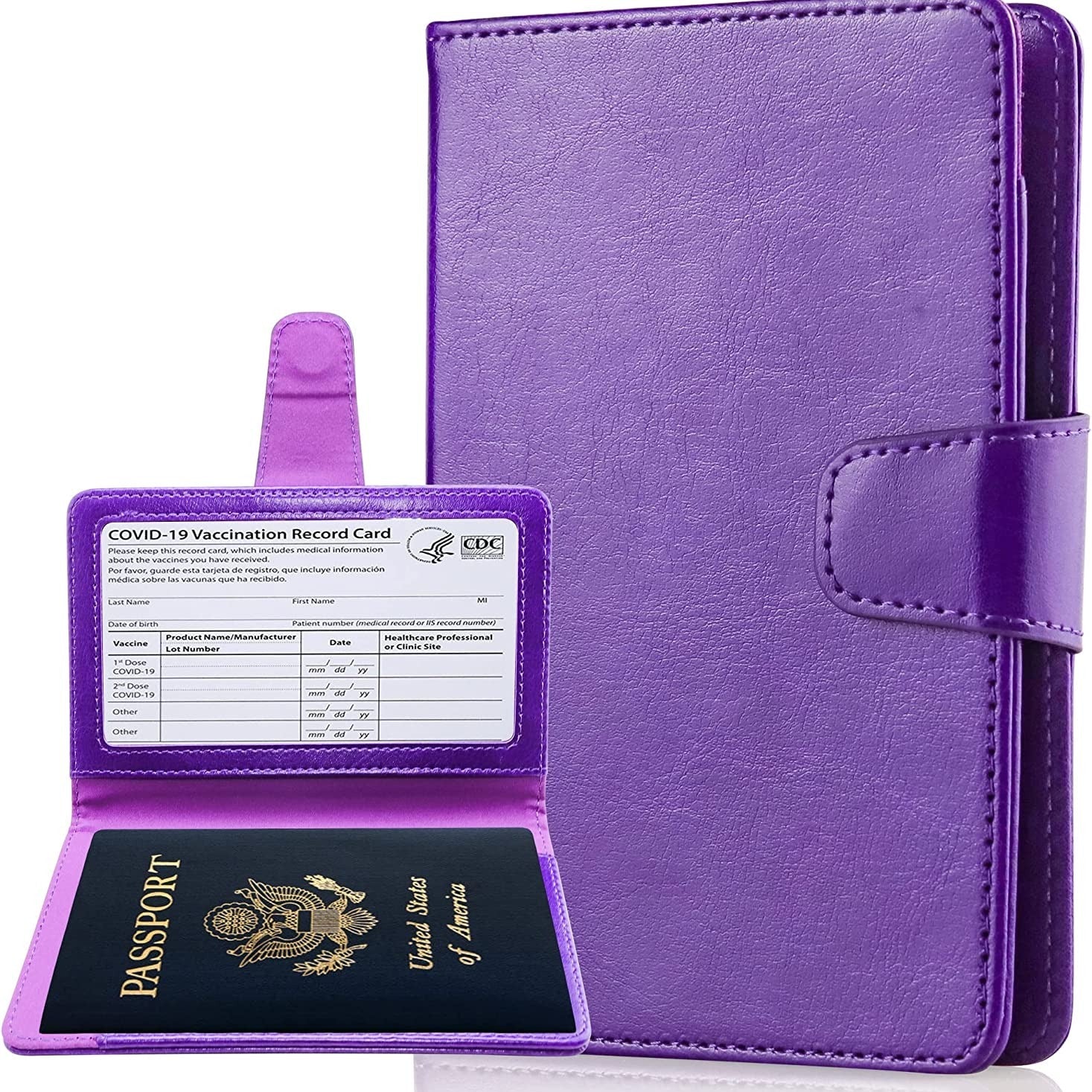 Leather Passport & Vaccine Card Holder Combo - Wallet Cover