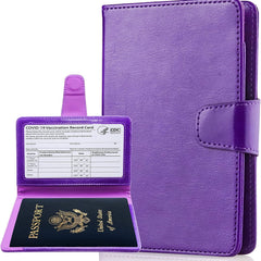 Leather Passport & Vaccine Card Holder Combo - Wallet Cover