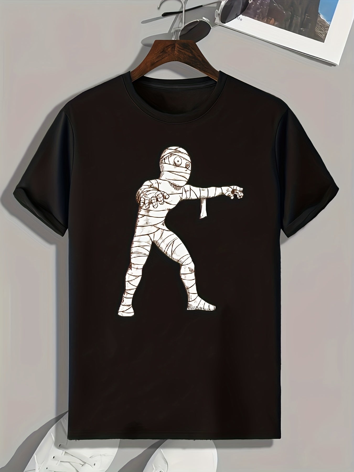 Halloween Mummy Pattern Print Men's Comfy Sports T shirt