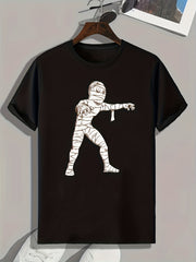Halloween Mummy Pattern Print Men's Comfy Sports T shirt