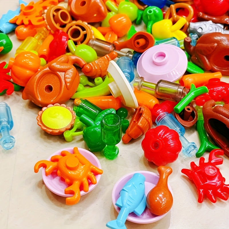 Urban Food Building Blocks Chicken Hot Dog Seafood DIY Toys