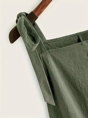 Solid Knot Strap Jumpsuit with Pockets