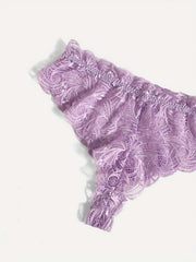 3 Pack Plus Size Lace Trim Briefs Set Women's Plus Sexy Panties Set