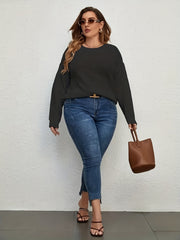 Eyelet Embroidered Long Sleeve Sweater