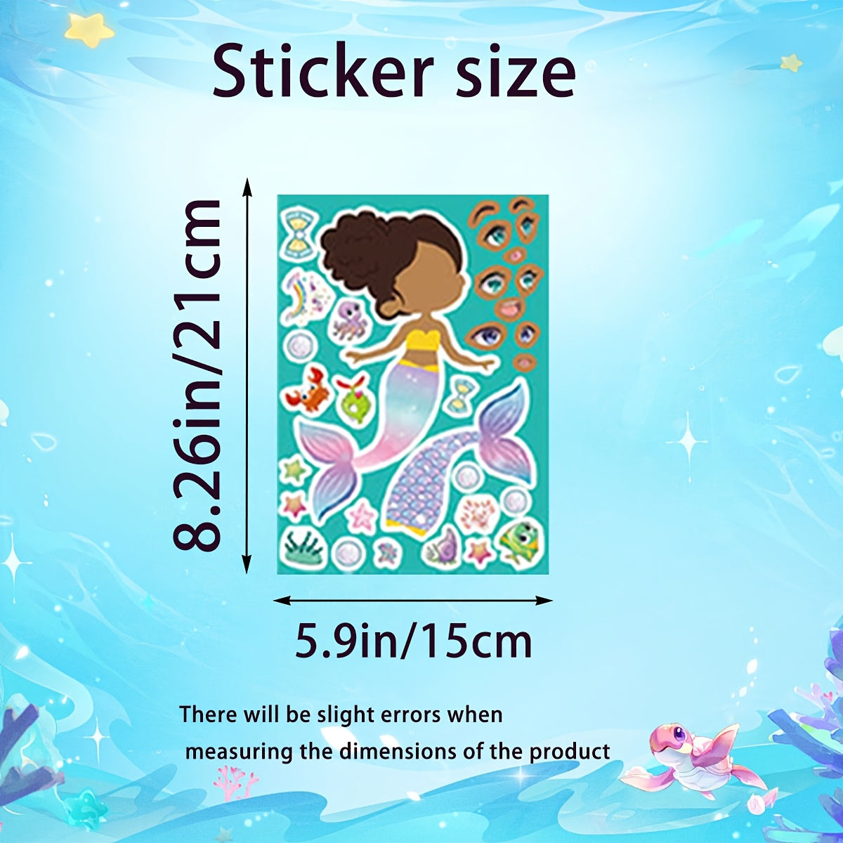 Mermaid Sticker Sheets Set - DIY Mix And Match Face Stickers