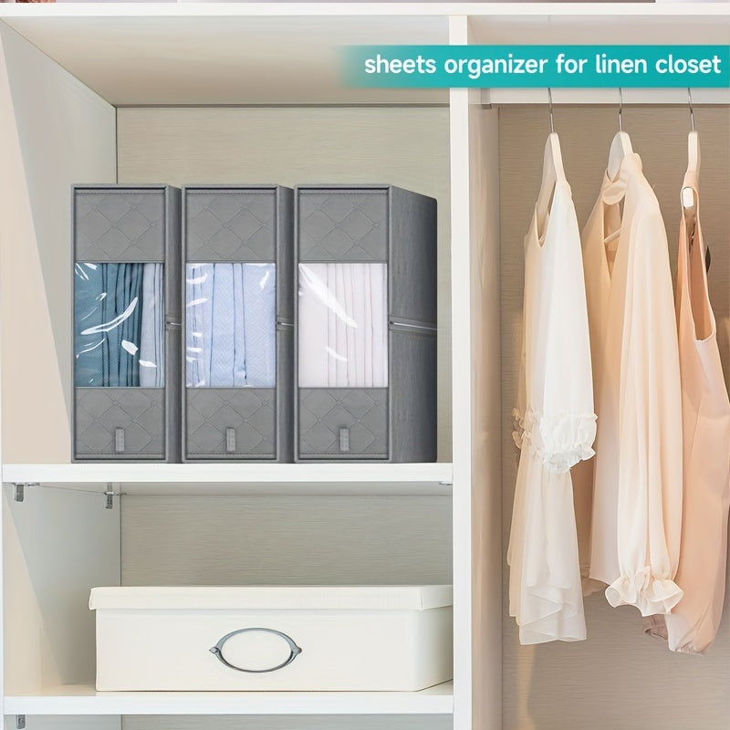 Large Capacity Bed Sheet Storage Box With Handles & Visible Window