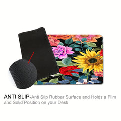 Flowers Desk Mat Extended Mouse Pad Non Slip Rubber Base