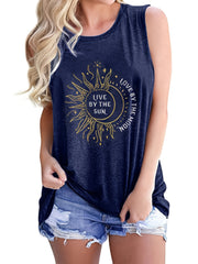 Letter Print Tank Top Sleeveless Crew Neck Casual Top