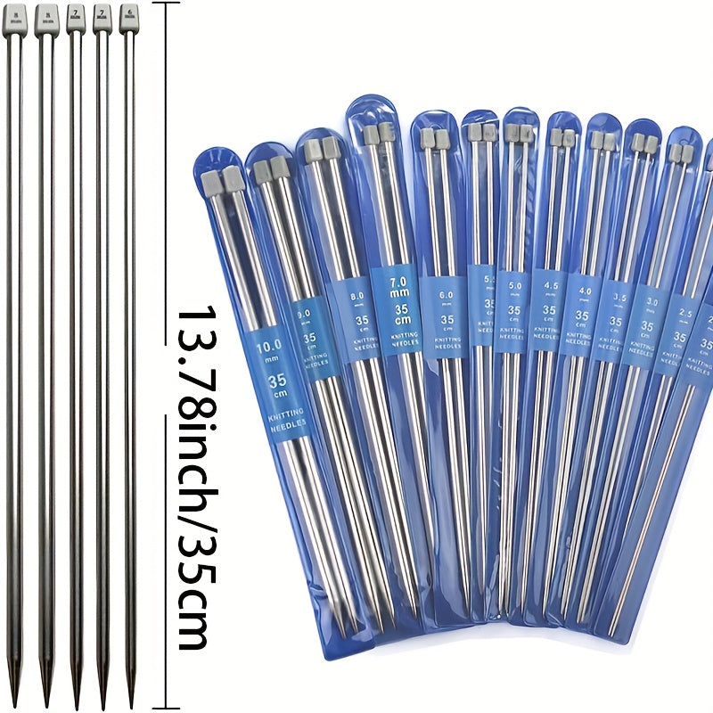 20pcs Stainless Steel Single Point Knitting Needles Crochet Hook Set