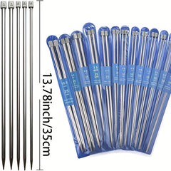 20pcs Stainless Steel Single Point Knitting Needles Crochet Hook Set