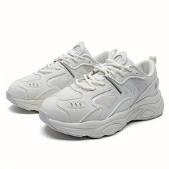 Women's Lace Up Mesh Chunky Sneakers Solid Thick Sole Running Shoes