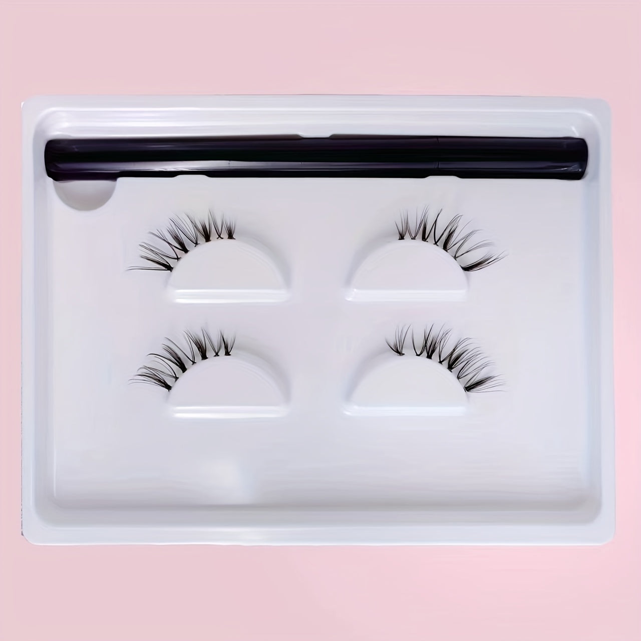 2 Pairs Faux Mink False Eyelashes & Eyeliner Set - Natural Volume