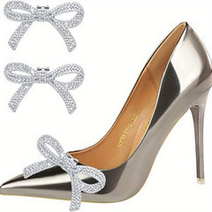 Rhinestone Shoe Bow Clip On Decor for Women Flats Heels Loafers