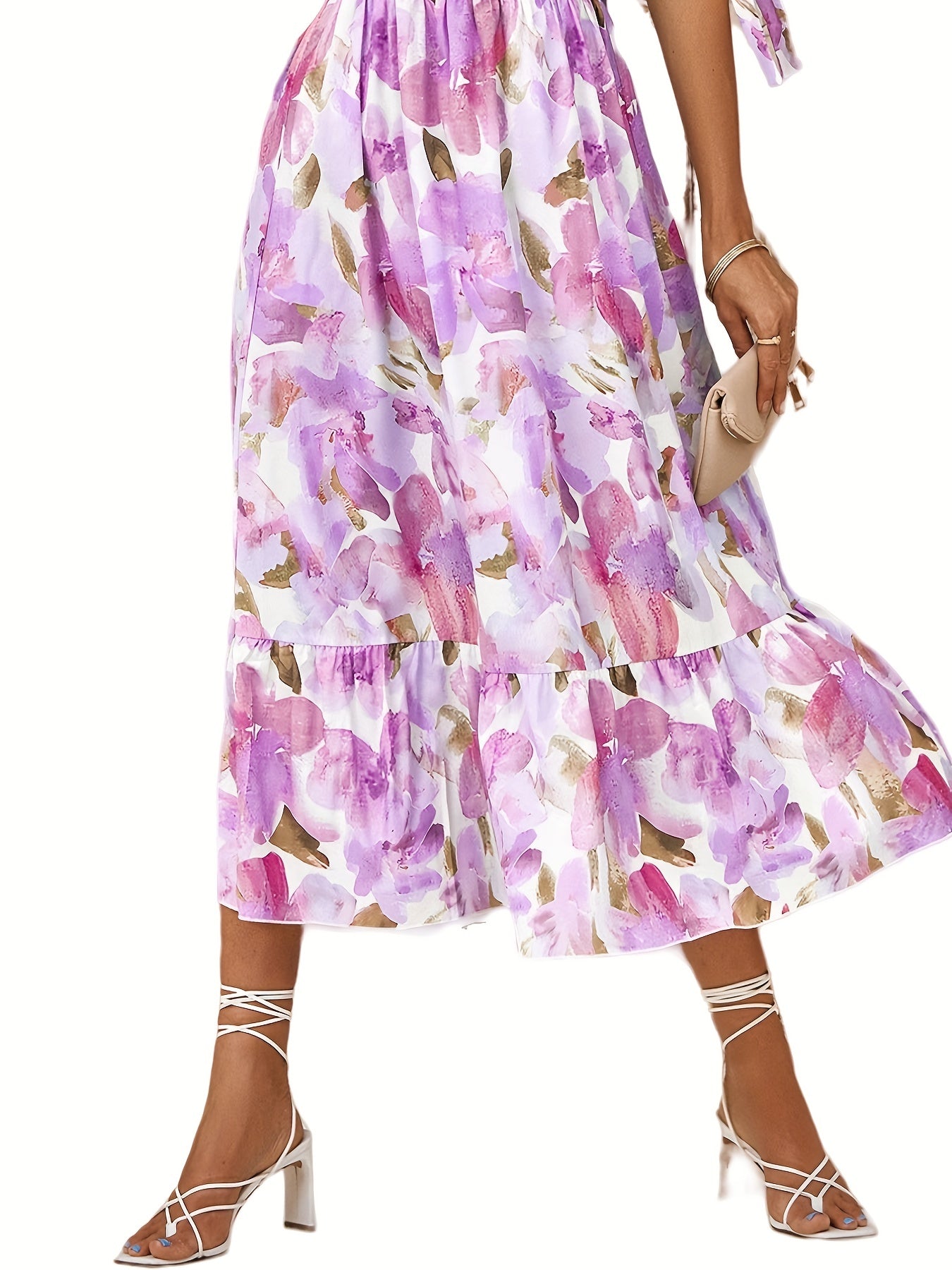 Floral Print Puff Sleeve Maxi Dress