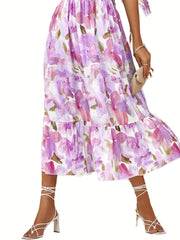 Floral Print Puff Sleeve Maxi Dress