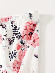 3pcs Toddler Girls Boho Floral Print Ankle Pants Set