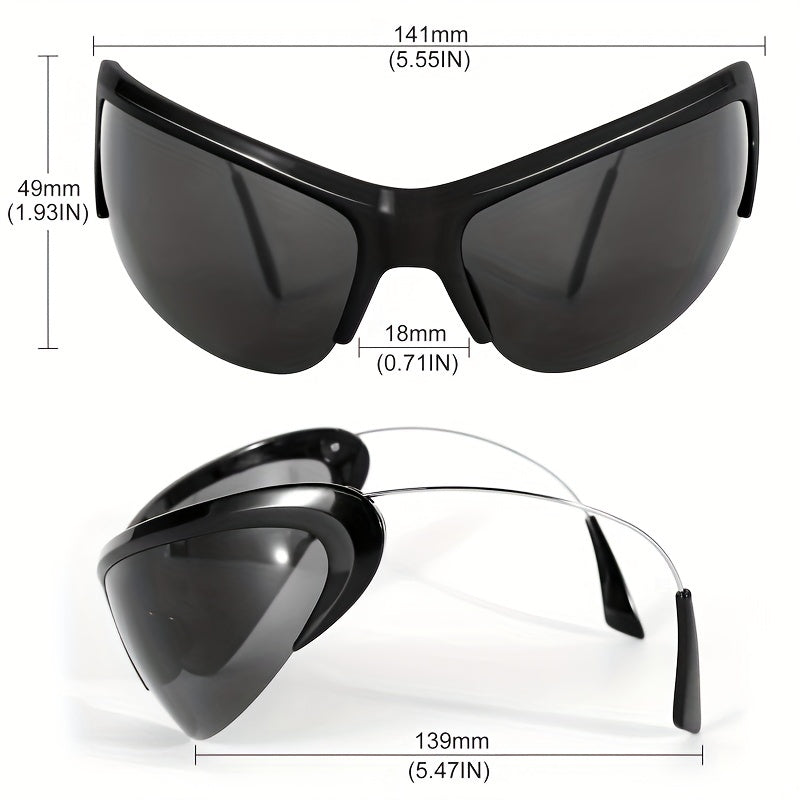 Y2K Semi Rimless Sunglasses UV400 Sun Shades