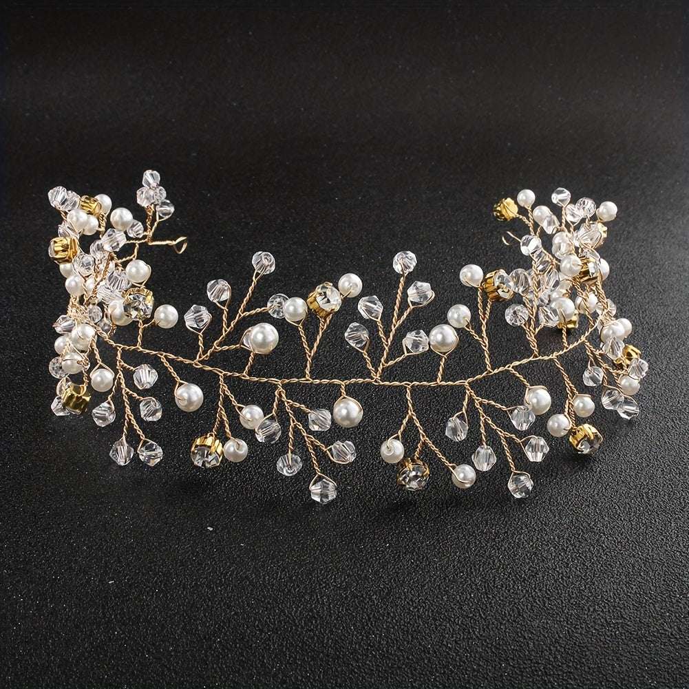 Crystal Rhinestone Beads Headpiece Hairband Bridal Jewelry