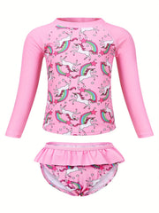 Toddler Girls Unicorn Swimsuit Tankini Set Beach Clothes Bathing Suit