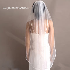 Classic Bridal Veil with Delicate Trimmed Soft Fabric for Wedding Bridesmaids