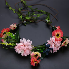 Adjustable Flower Crown Headband Women Girl Wedding Flower Wreath Hairband Tiara