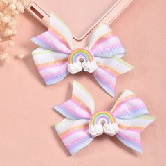 2pcs Cartoon Rainbow Bow Hair Clips for Girls
