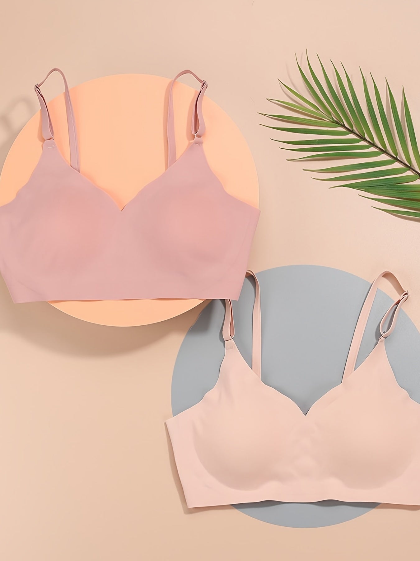 2pcs Wireless Seamless Comfort Bras Slightly Padded Bra Women's Lingerie