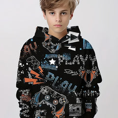 Stylish Gamepad 3D Print Boys Hoodie Top for Kids