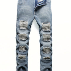 Casual Ripped Cotton Jeans Men's Street Style Denim Pants