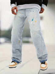 Men's Splatter Print Loose Fit Jeans