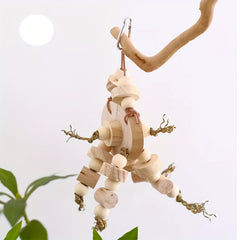 Wooden Block Bird Chewing Toy for Parrots, Medium/Large Birds, Cage Hanging Toy